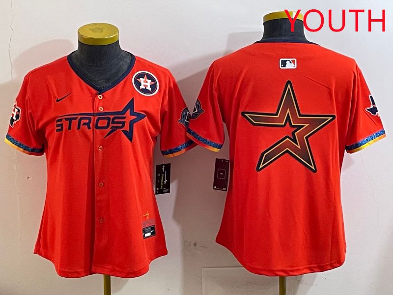 Youth Houston Astros Blank Orange Fourth generation Joint Name 2025 Nike MLB Jersey style 8->youth mlb jersey->Youth Jersey